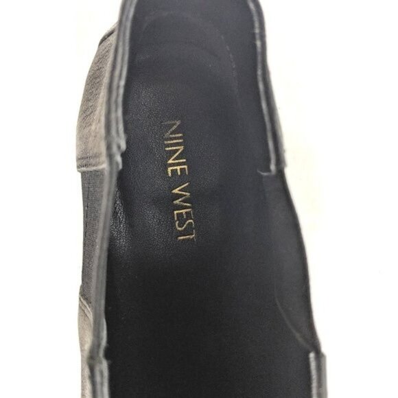Nine West Ankle Boots Womens 6 Leather Slip On Pointed Toe Black Nwnolynn - Picture 6 of 7